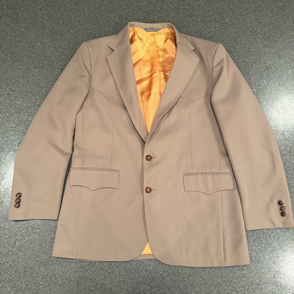 Vintage Levi's Western Wear Blazer Jacket Men's 42aR Tan Cowboy Pockets
